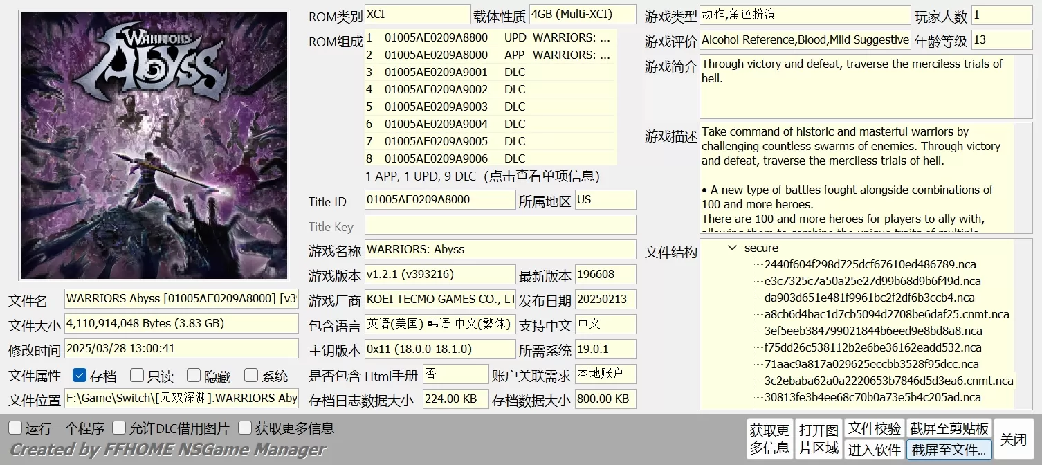 switch《无双深渊(WARRIORS Abyss)》[XCI整合]美版中文+1.2.1补丁+9DLC